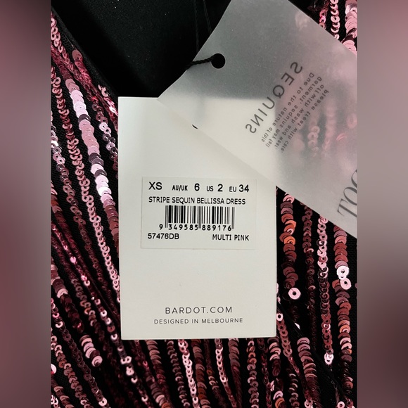 STRIPE SEQUIN BELLISSA DRESS IN MULTI PINK - Picture 6 of 11